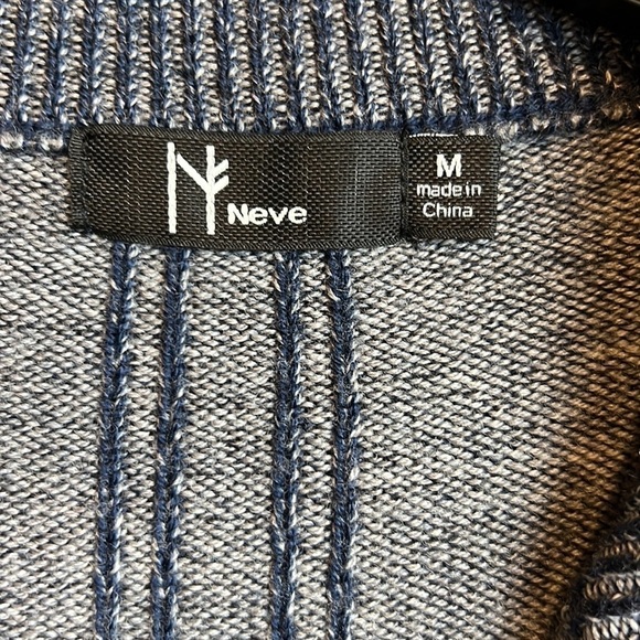 Neve quarter zip Mens Blue and White Size medium 100% Murano wool Sweater - Picture 8 of 12